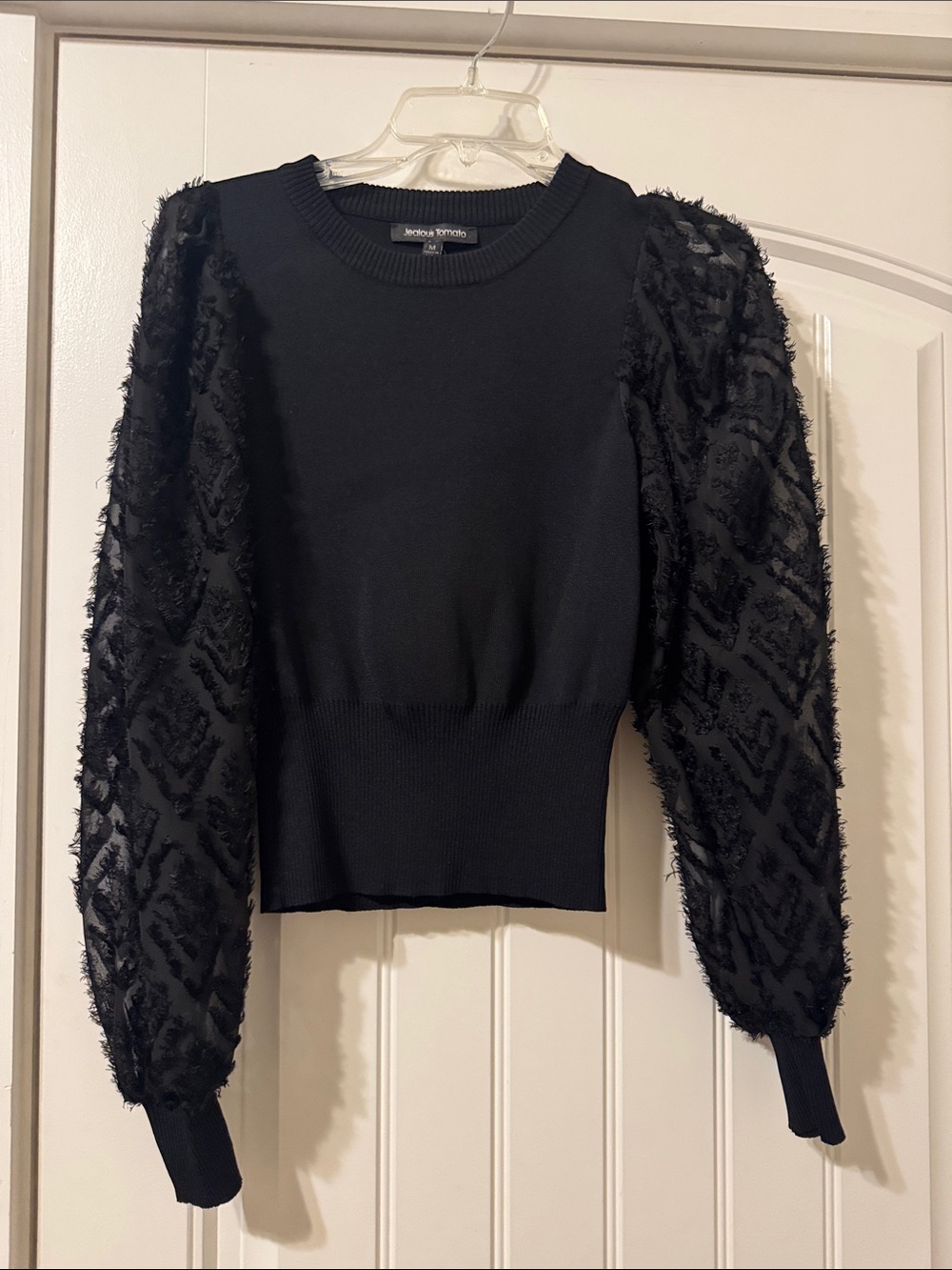 Jealous Tomato Black Puff-Sleeve Sweater Top
